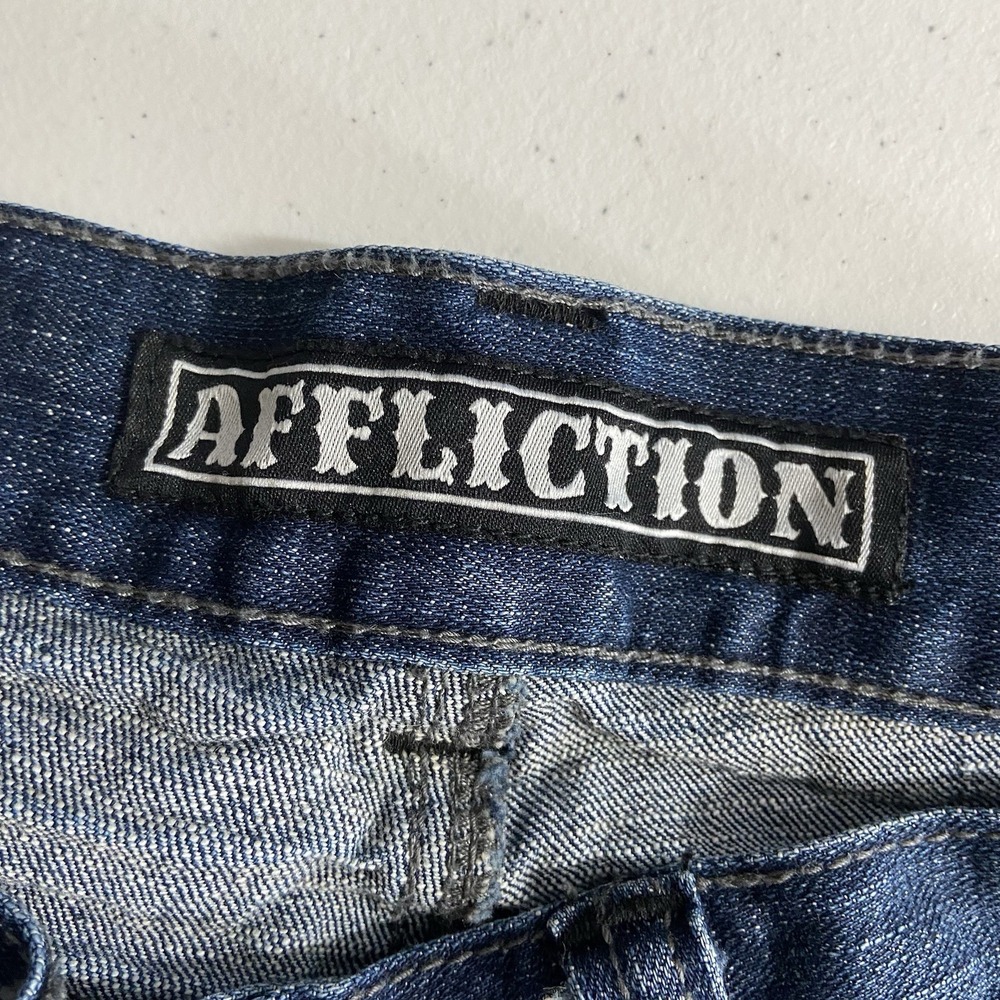 Affliction Jeans mens 34x35 Blue Denim Gage Distressed Grunge Biker Emo Punk Y2K - Picture 6 of 16